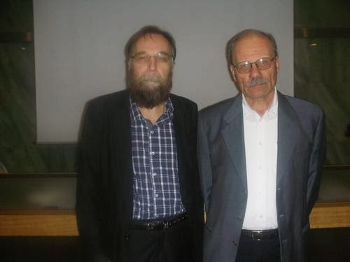 Alexandr Dughin și Claudio Mutti în 2012